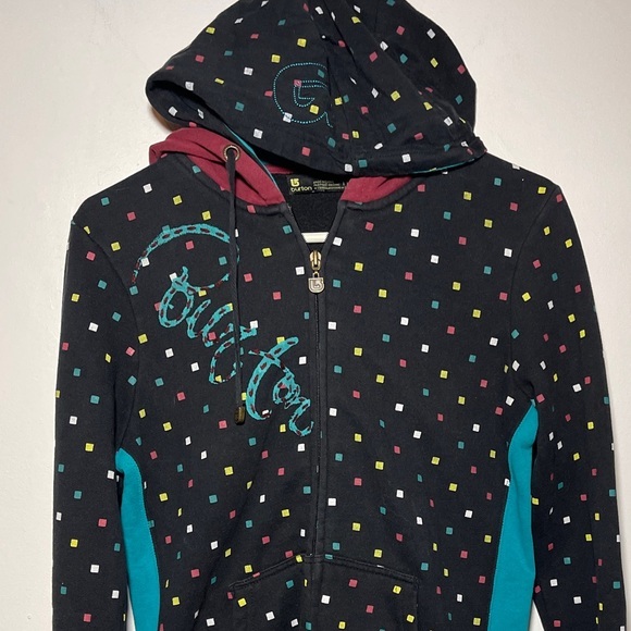 BURTON HOODIE/Double Hood/ White w/squared dots/ M‎ - Picture 7 of 8